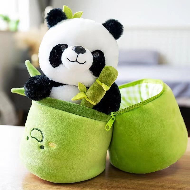 Cute Bamboo Tube Panda Stuffed Pillow Toy