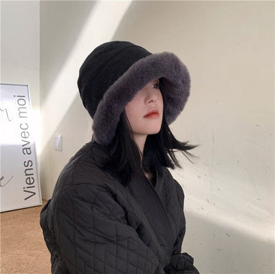 Women's Japanese Style Plush Warm And Thick Hat