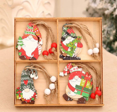 12PCS Christmas Tree Xmas Tree Wooden Ornament