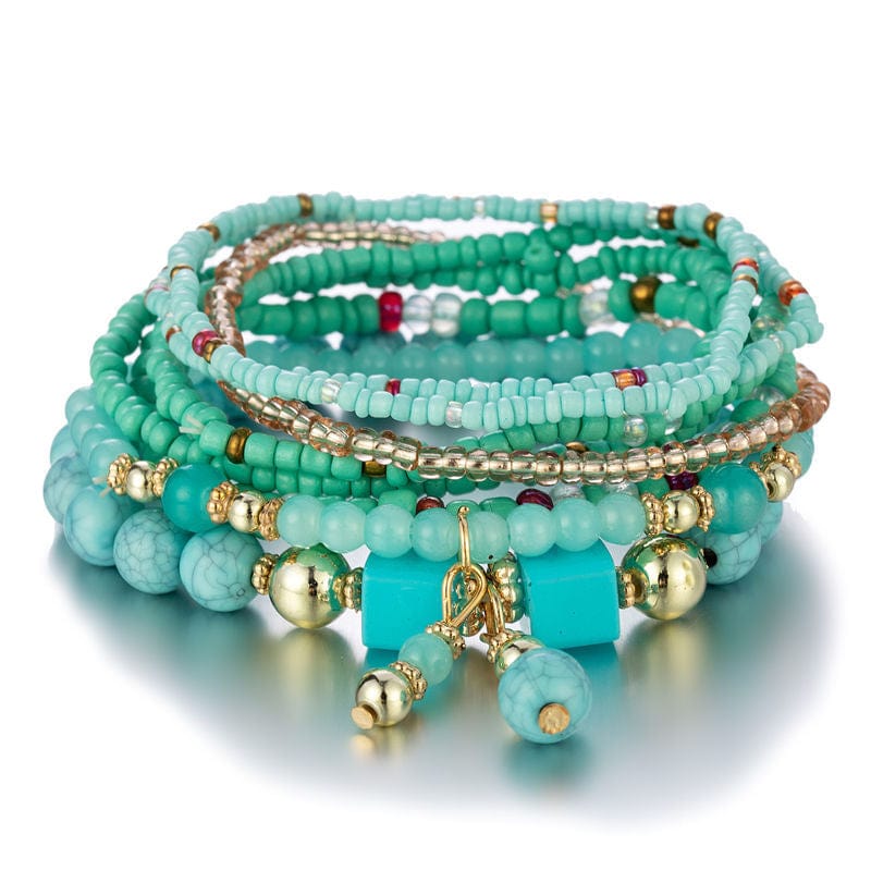 Bracelet - Women's Boho Multilayer Creative Turquoise Beaded Bracelet