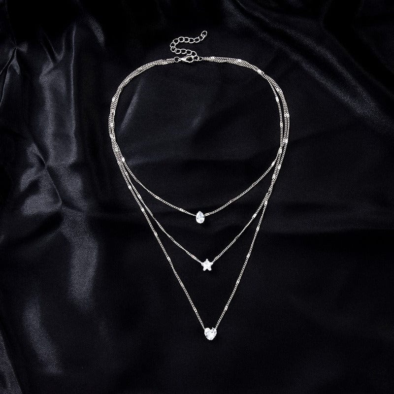 Necklace - Women's Crystal Zircon Heart Star Pendant Necklace