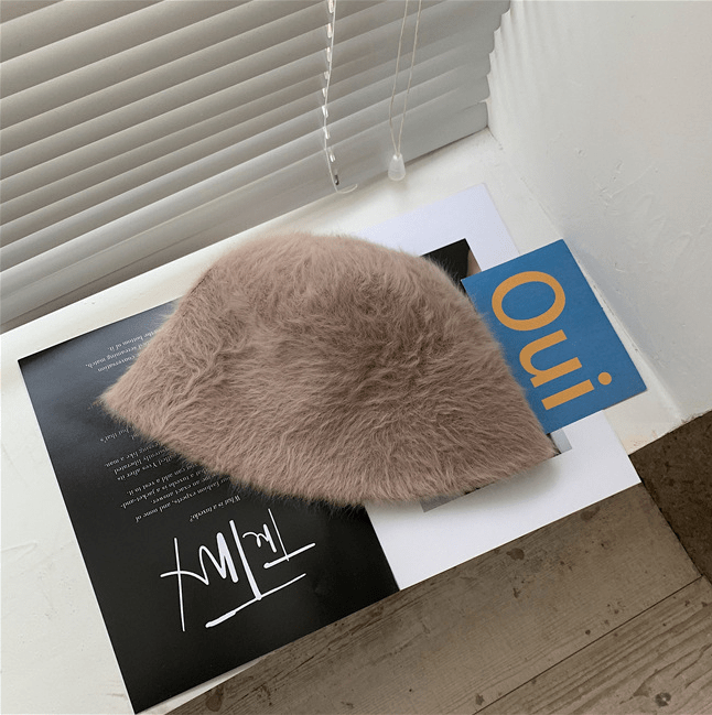 Women's Winter Fashion Knitted Rabbit Fur Wool Bucket Fisherman Basin Cap Hat