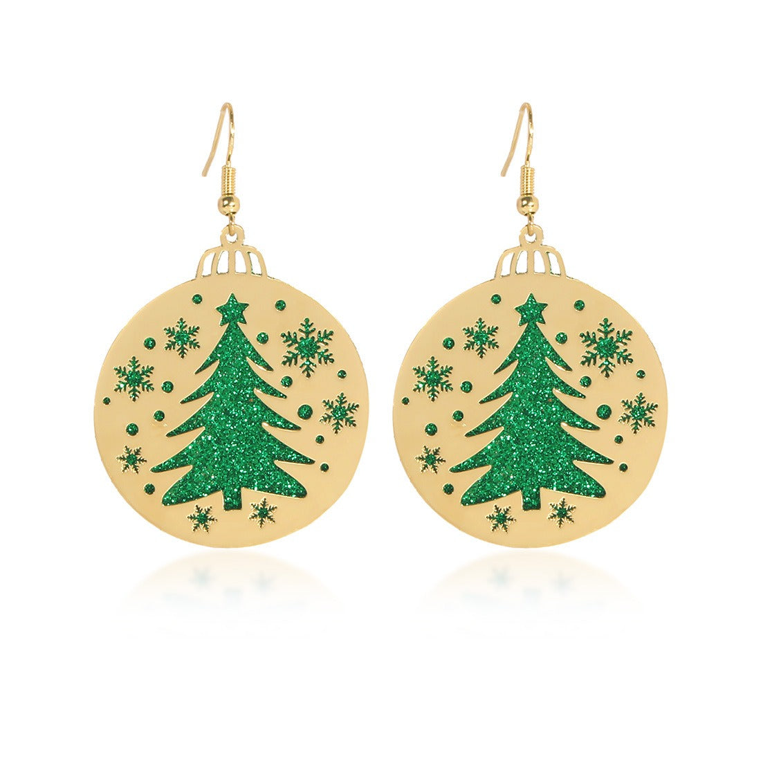 Christmas Round Tree Bells Santa Earrings