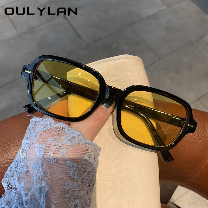 Sunglasses - Vintage Yellow Black Designer Brand Unisex UV400 Sun Glasses
