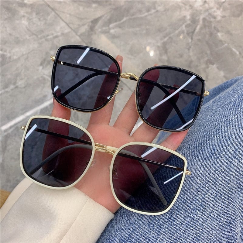Gafas de sol - Gafas de sol cuadradas blancas negras de moda retro UV400 para mujer 