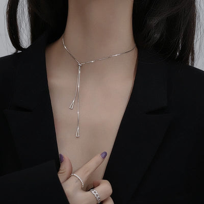 Collar - Collar de triángulo geométrico de plata de ley 925 para mujer