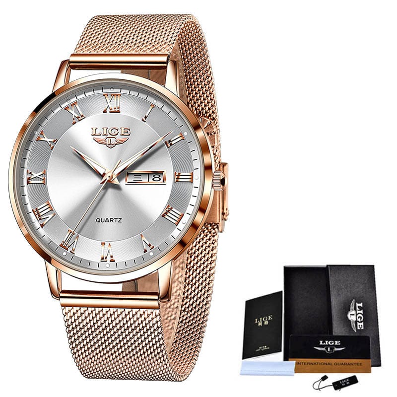 Watch - LIGE Ultra Thin Classic Milan Mesh Dual Calendar Quartz Watch