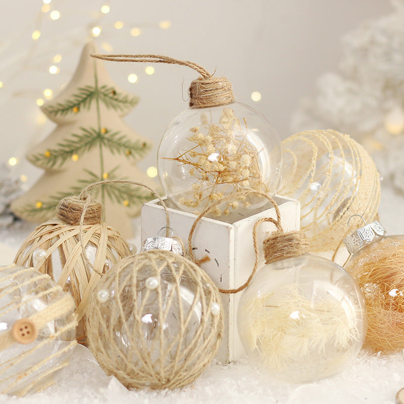 6PCS Christmas Transparent Plant Balls Xmas Ornaments