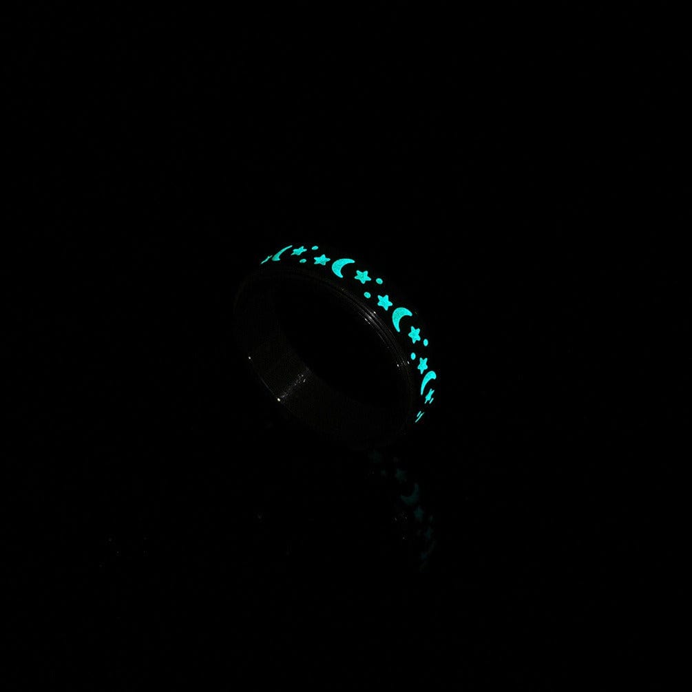 Ring - Unisex Rotating Glow In The Dark Star Moon Titanium Stainless Steel Fidget Ring