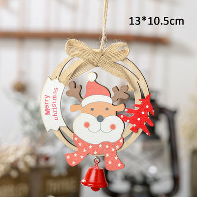 Christmas Santa Snowman Deer Xmas Wooden Tree Ornament