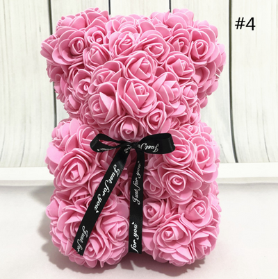 25cm Artificial Rose Plush Bear