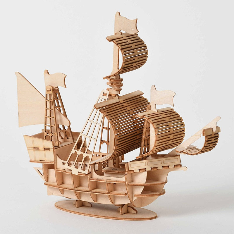 Laser Cut DIY Sailing Ship 3D Wood Puzzle