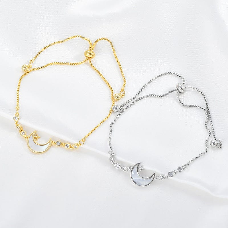 Bracelet - Women's Adjustable Pull Bracelet Real Gold Electroplating Shell Moon Bracelet