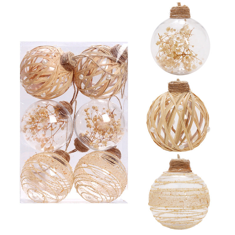 6PCS Christmas Transparent Plant Balls Xmas Ornaments