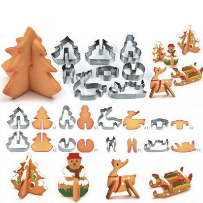 8pcs Stainless Steel 3D Christmas Cookie Cutter Set