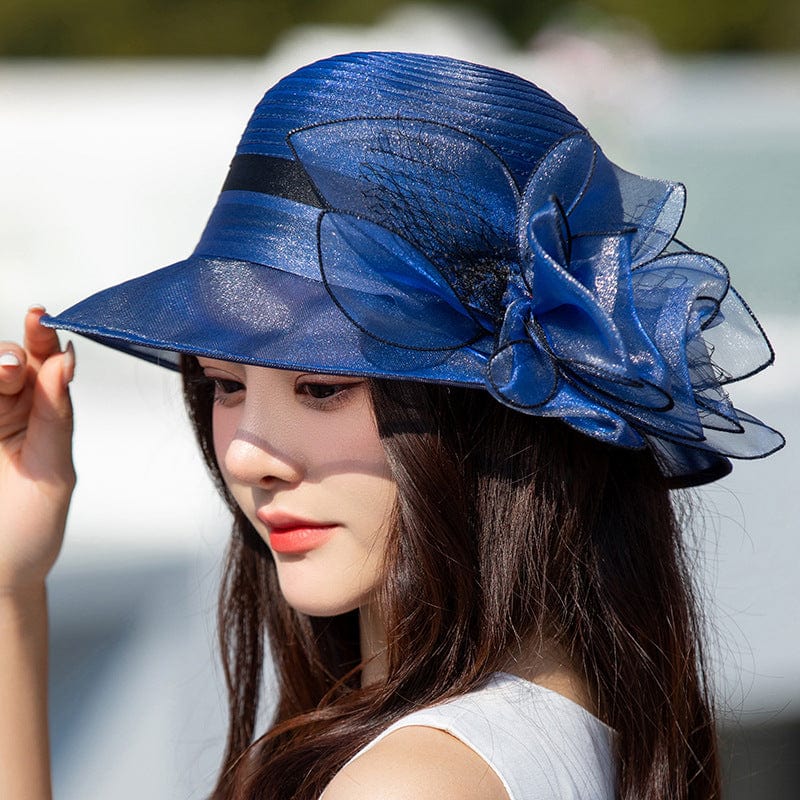 Organza Flower Fashion Wide-Brimmed Sunshade Hat