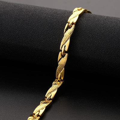 Bracelet - Unisex Gold Titanium Steel Dragon Pattern Bracelet
