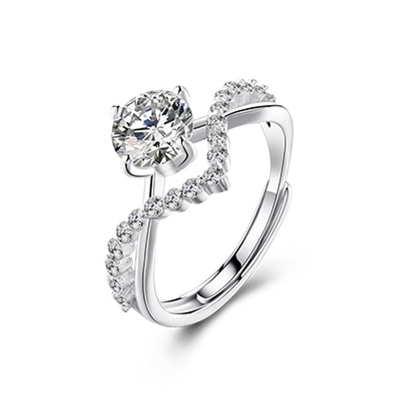 Ring - Unisex For Love Of Coronation Four Claw CZ Diamond Couple Adjustable Ring