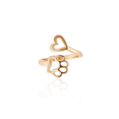 Ring - Women's Lovely Heart And Cat Paw Ring
