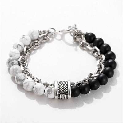 Bracelet - Men's Fashion Punk Style Frosted Stone Chain Combination Bracelet