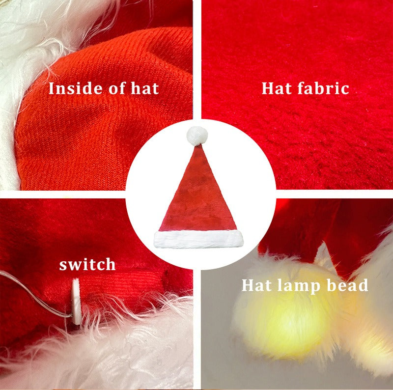 Christmas Hat - Plush LED Santa Xmas Hat