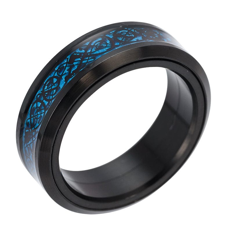 Ring - Men's Rotating Titanium Steel Carbon Fiber Dragon Pattern Ring