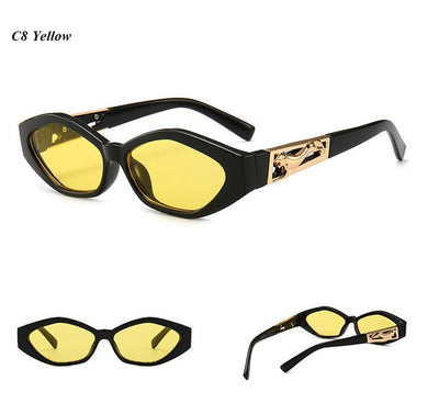 Gafas de sol - Mimiyou Golden Oculos Leopard Retro Cat Eye Gafas de sol UV400 para mujer