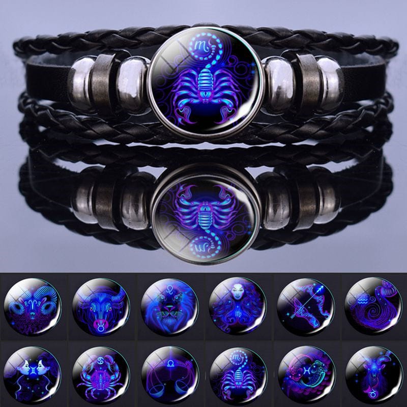 12 Constellations Beaded Leather Bracelet - GiddyGoatStore