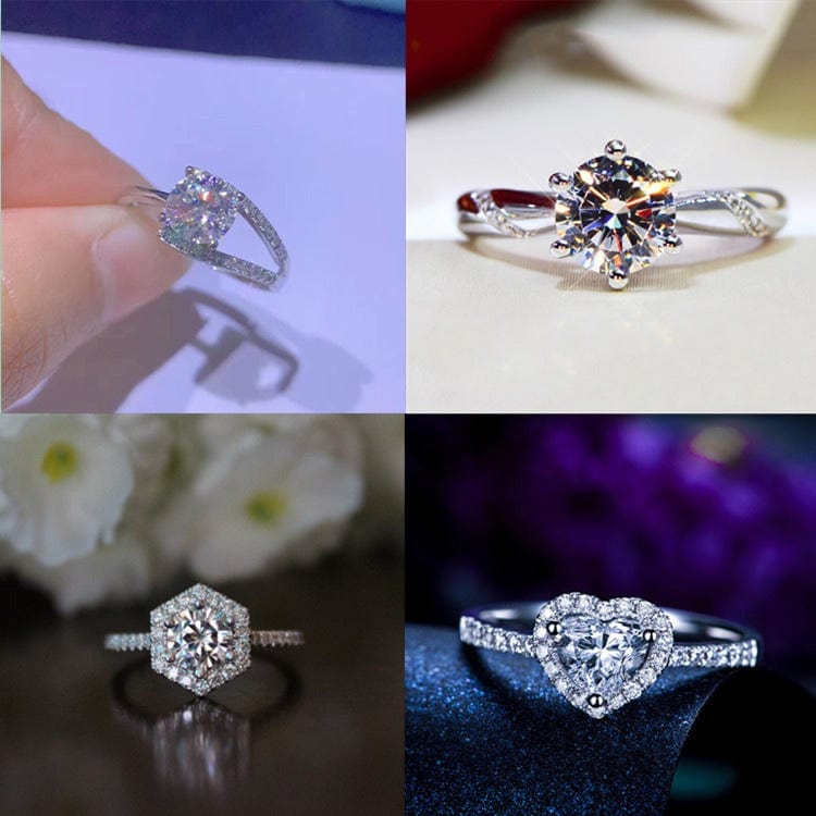 Ring - Women's Eight Heart Eight Arrow Six Claw Moissanite Zircon Wedding Ring