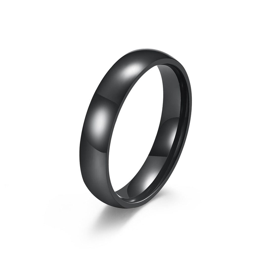 Ring - Unisex Curved Titanium Steel Gold Plated Black Ring