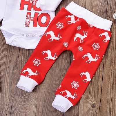 Baby Christmas Clothes - HO HO HO Letter Print Long Sleeve Xmas Tops Pants Set