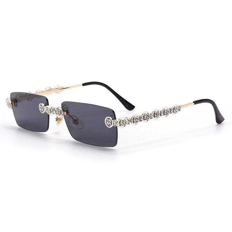 Sunglasses - Rimless Rectangle Diamond Rhinestone UV400 Sun Glasses