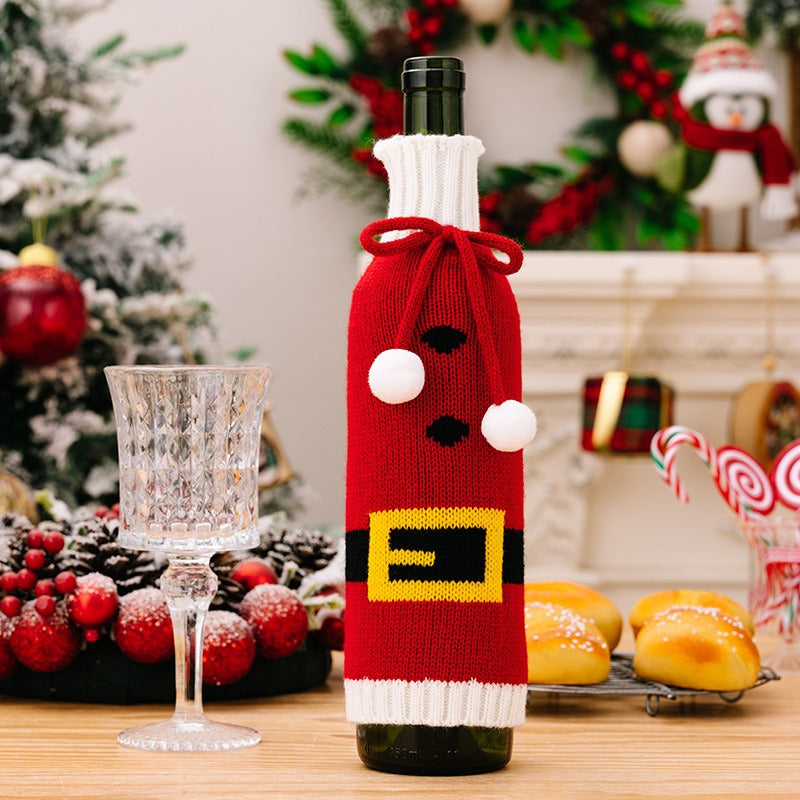 Christmas Knitted Wool Wine Bottle Xmas Bottle Cover