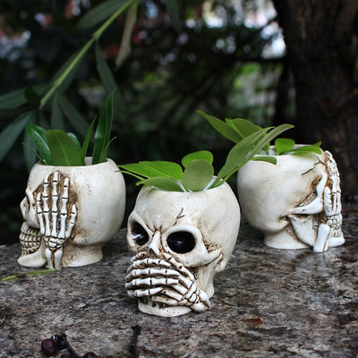 Skeleton Resin Flower Pot 3 Set
