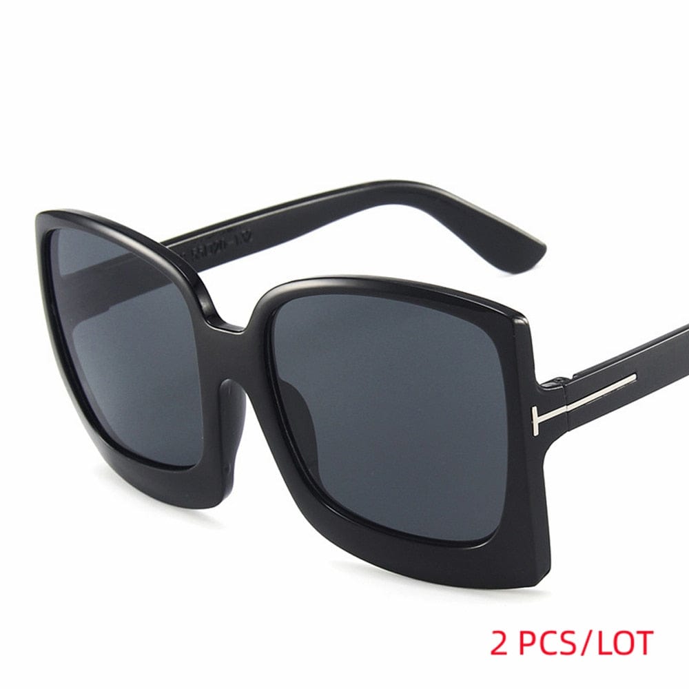 Gafas de sol - Gafas de sol cuadradas de gran tamaño UV400 del vintage