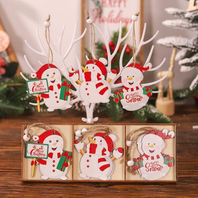 9PCS Christmas Cartoon Wooden Xmas Tree Ornaments