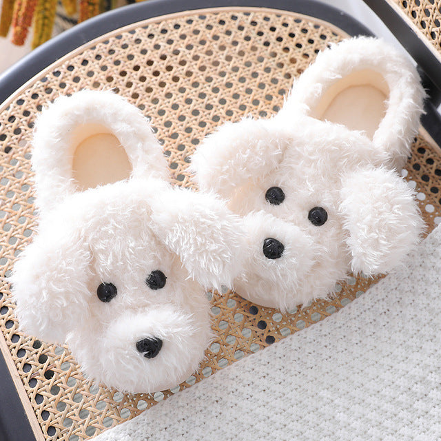 Slippers - Woman's Warm Soft Plush Dog Slippers