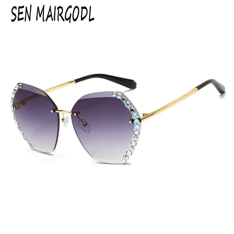 Gafas de sol - Sen Mairgodl Frameless Classic Oval Crystal Gafas de sol UV400 para mujer