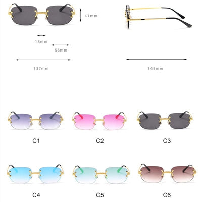 Sunglasses - Rimless Retro Square Unisex Sun Glasses