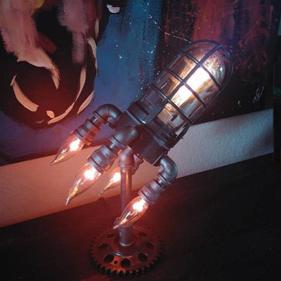 Metal Steampunk Rocket Lamp