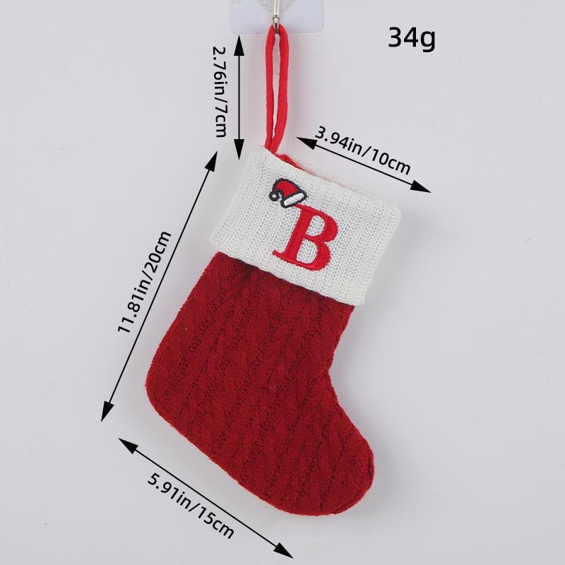 Red Christmas Stocking Personalized Letter Xmas Sock