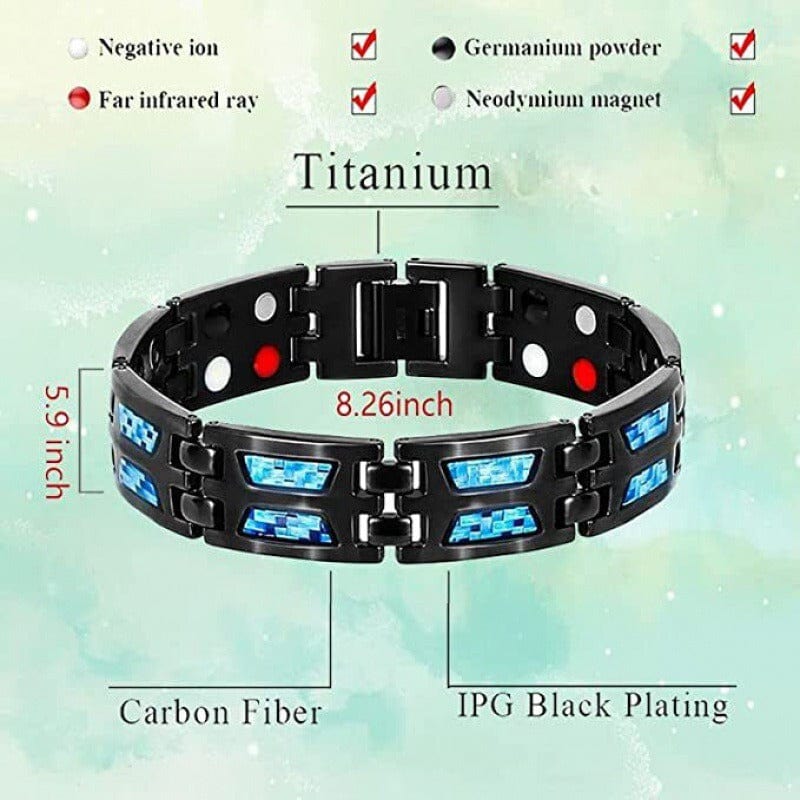 Pulsera - Pulsera magnética de acero titanio de fibra de carbono para hombres