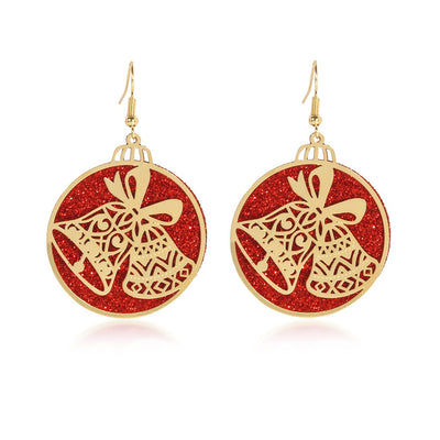 Christmas Round Tree Bells Santa Earrings