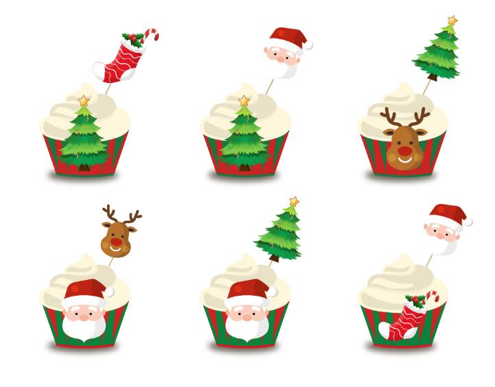 24PCS Christmas Cupcake Paper And Toppers Sets