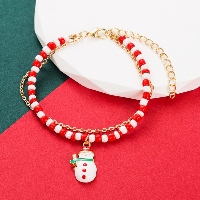 Christmas Bracelet - Creative Santa Claus Snowman Stocking Cane Christmas Bracelet