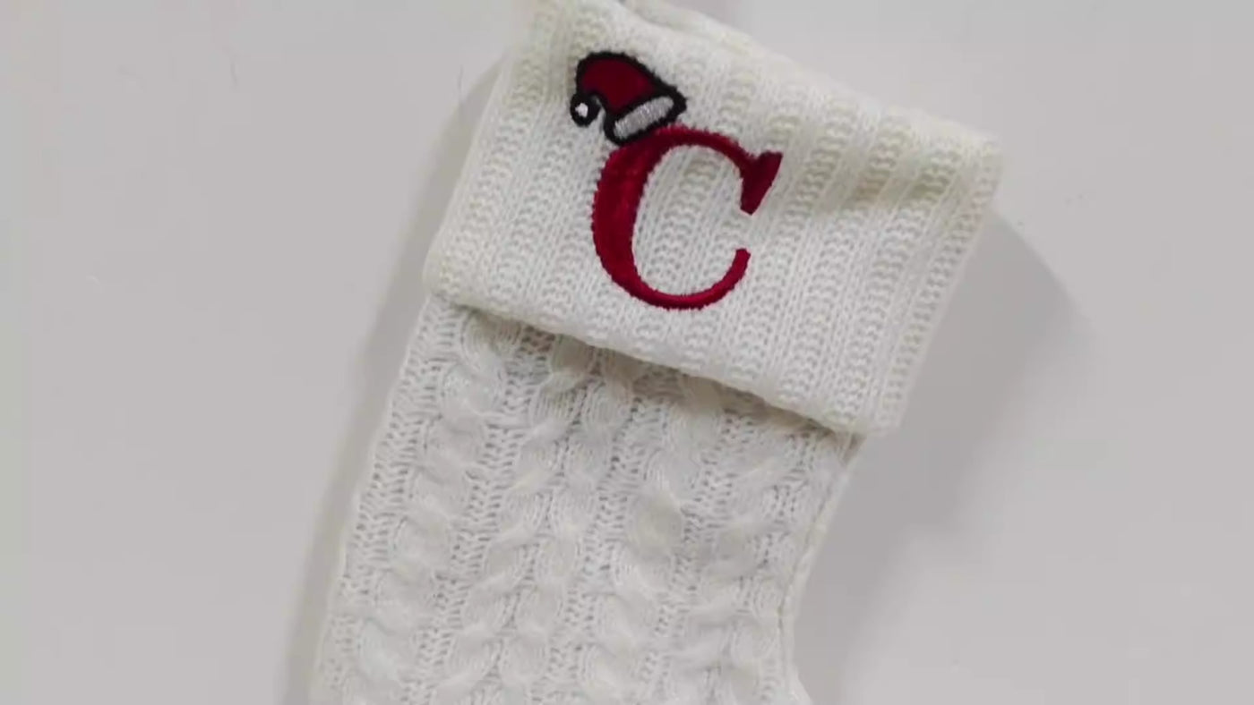 White Christmas Stocking Personalized Letter Xmas Sock