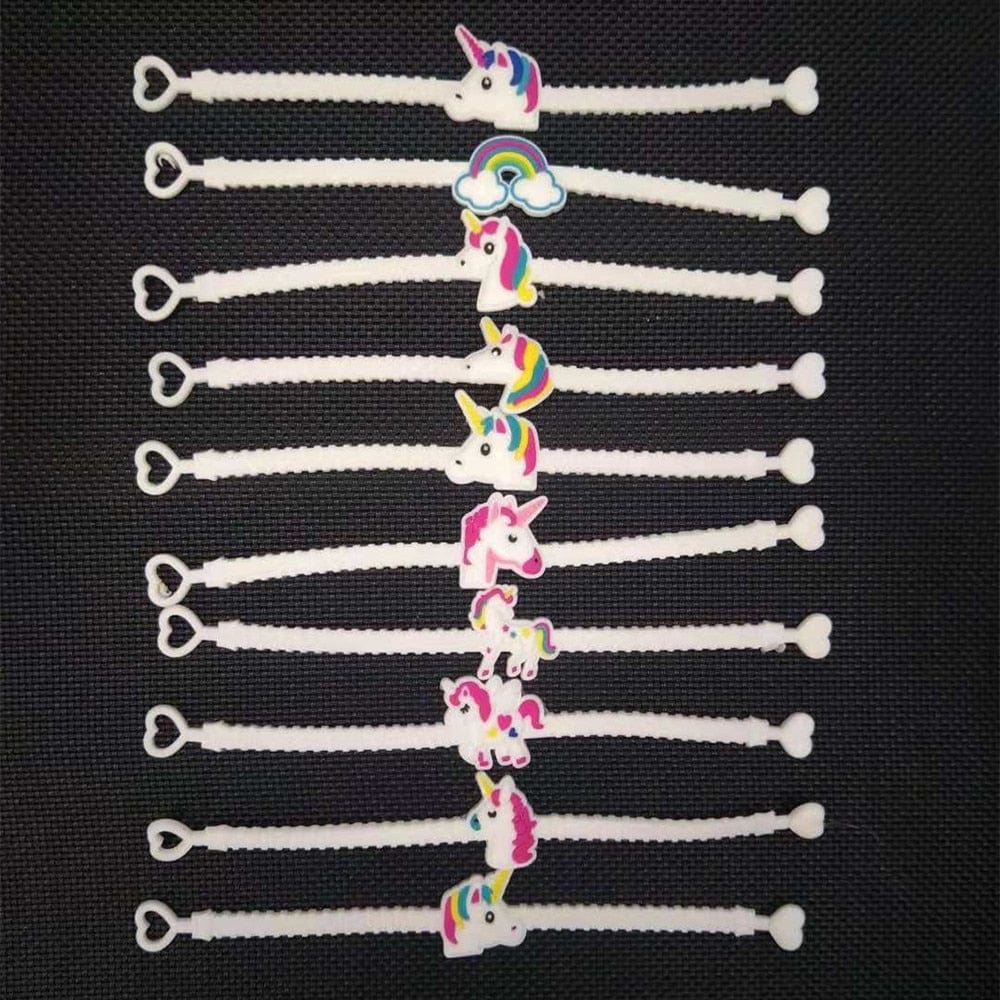 Niños - 10 piezas Decoración de fiesta de unicornio Pulsera de favores de fiesta de unicornio de goma
