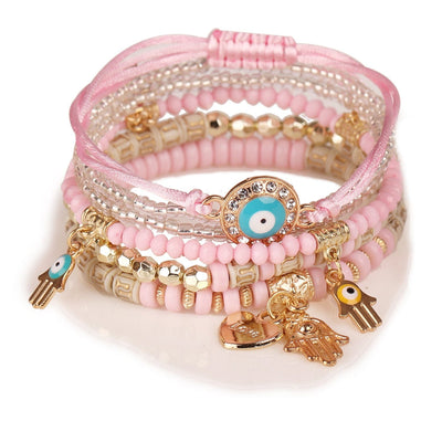 Bracelet - Women's Multi-Layer Hand-Beaded Fashion Eye Bead Bracelet