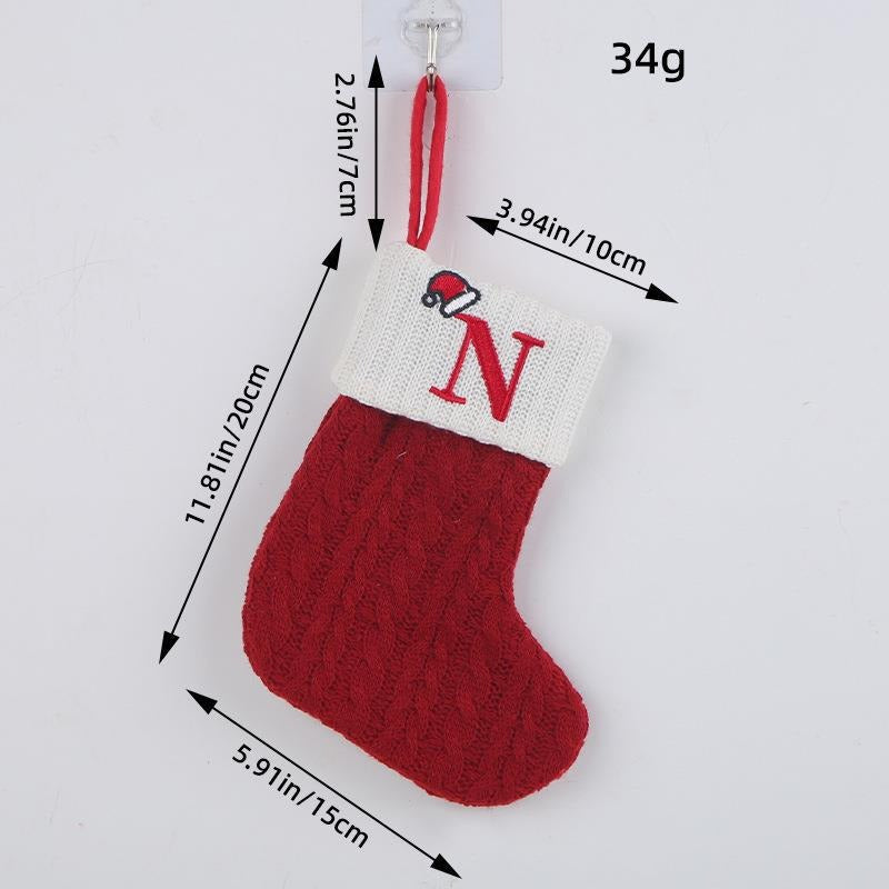 Red Christmas Stocking Personalized Letter Xmas Sock