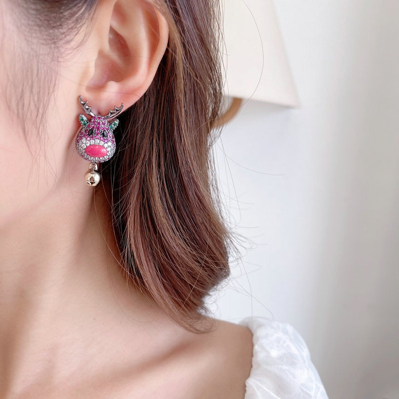 Christmas Earrings - Colorful Zircon Inlaid Xmas Ear Rings